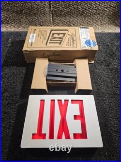 Lithonia Lighting LE S 1 R EL N BAA Die-Cast Aluminum Exit Sign, Red Letter