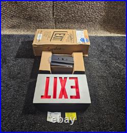 Lithonia Lighting LE S 1 R EL N BAA Die-Cast Aluminum Exit Sign, Red Letter