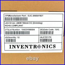 (Lot of 12) Inventronics EUC-200S070DT 200W 700mA CC Dimming LED Driver