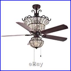 Luxury Crystal Ceiling Fan Light Home Bar Chandelier Lamp Led Living Room 52'