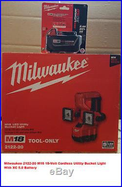 Milwaukee 2122-20 M18 18-Volt Cordless Utility Bucket Light With XC 5.0 Battery