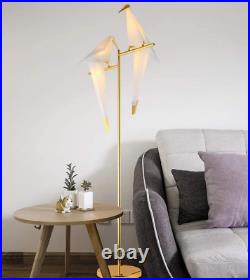 Modern 72in Tall Floor Lamps Crane Bird Gold Metal LED Light Living Room Bedroom