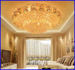 Modern K9 Crystal Gold Chandelier Flush Mount LED Ceiling Lamp Light Fixture