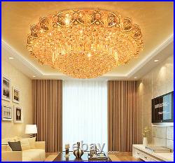 Modern K9 Crystal Gold Chandelier Flush Mount LED Ceiling Lamp Light Fixture