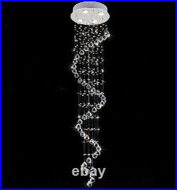 Modern Luxury Crystal Chandelier Rain Drop Spiral Ceiling Light LED Pendant Lamp