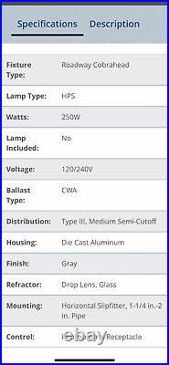 New Cooper OVZ 120v 250 watts S50 Outdoor Light Roadway Fixture Street Luminaire