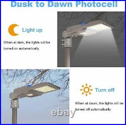 Outdoor 200W LED Shoebox Area Light Street Parking Lot Pole Lamp Dusk to Dawn UL