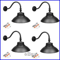 Outdoor Barn Light Fixture, 14 Industrial Gooseneck Lamp with Photocell, 4 Pack