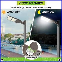 Outdoor LED Parking Lot Light 320W Dusk To Dawn Shoebox Pole Fixture + Arm Mount