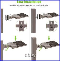 Outdoor LED Parking Lot Light 320W Dusk To Dawn Shoebox Pole Fixture + Arm Mount