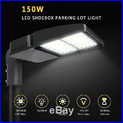 Outdoor LED Shoebox Fixture 150W Parking Lot Pole Light Slip Fit Mount 5700K DLC
