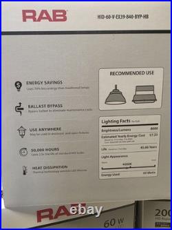 RAB HID-60-V-EX39-840-BYP-HB LOT of 17 NEW IN BOX