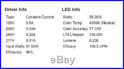 RAB Lighting Porto PRT55N 55 Watts LED Canopy Light 6,236 Lumens 4,000K