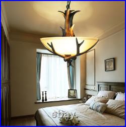Retro Deer Horn Chandeliers Home Lighting Resin Antler Pendant Ceiling Fixtures
