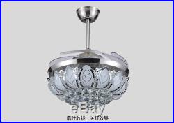 Silver 42 Crystal Fan Lamp LED Chandelier Remote Control Ceiling Lighting