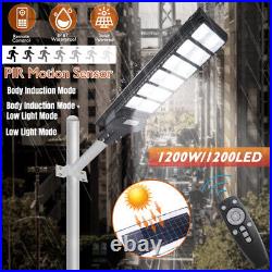 Solar Street Light 1200W Radar Sensor Dusk to Dawn 999999LM Super Bright Outdoor