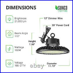 Sunco UFO LED High Bay Light 6 Pack 150W 21000 Lumens 5000K Daylight Waterproof