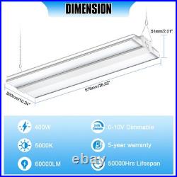 Super Bright 400W 60000LM 2.2FT LED Linear High Bay Shop Warehouse Lighting
