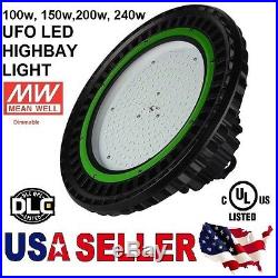 UFO 200W LED High Bay Light Dimmable UL cUL DLC 25500LM MEANWELL IP65 Warehouse