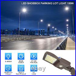 UL 150W LED Parking Lot Light Dusk-to-Dawn Commercial Shoebox Pole Light Fixture