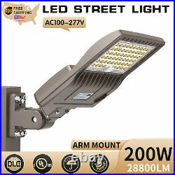 UL 200W LED Parking Lot Light Commercial Street Shoebox Area Lamp Arm Mount IP65