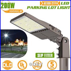 UL 200W LED Parking Lot Pole Light Commercial Shoebox Fixture Dusk To Dawn 5000K