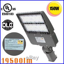 UL DLC 150Watt LED Shoebox pole light fixture slip fitter round pole mount 5700K