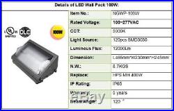 UL DLC LED Wall Pack Fixture 100W Daylight 5000K 400Watt MH/HPS Replacement 277V