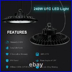 UL DLC UFO Dimmable LED High Bay Light 240W Replace 1000W HID/HPS 5000K Daylight