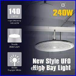 Upgraded 240W LED UFO High Bay Light Market Shop GYM Warehouse Lighting 5 Cable