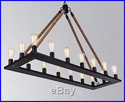 Vintage Rope Rectangle Pendant Light Lamp Chandelier Ceiling Industrial Fixture