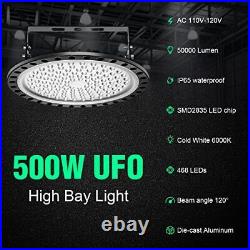 Viugreum 500W UFO LED High Bay Light, 50000LM 6000K-6500K Daylight White Ultra