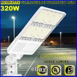 White LED Parking Lot Light 320W Dusk to Dawn Commercial Shoebox Fixture 48000Lm