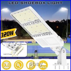 White LED Parking Lot Light 320W Dusk to Dawn Commercial Shoebox Fixture 48000Lm
