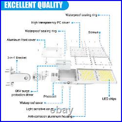 White LED Parking Lot Light 320W Shoebox Fixture With Dusk to Dawn 5000K 48000LM