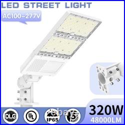 White LED Shoebox Light 320W Street Area Parking Lot Pole Fixtures Dusk To Dawn
