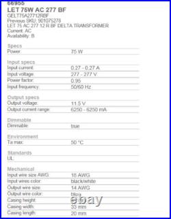 (quantity of 5) GE LighTech 66955 LET-75-AC-277-R-BF, Halogen Transformer 75 (quantity of 5) GE LighTech 66955 LET-75-AC-277-R-BF, Halogen Transformer 75